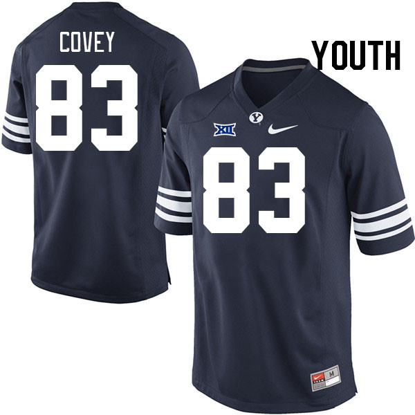 Youth #83 Weston Covey BYU Cougars College Football Jerseys Stitched Sale-Navy